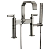 Brizo Allaria Lever Handle Deck Mounted Tub Filler with Integrated Diverter and Hand Shower Brilliance Black Onyx